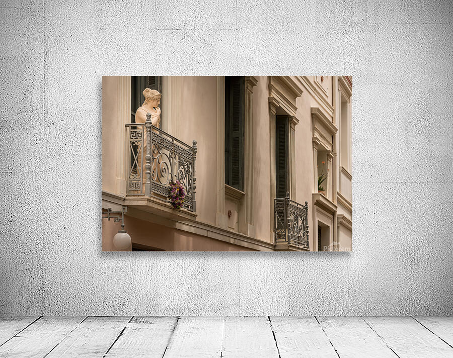 Statue on balcony in Plaka in Athens Wall Preview