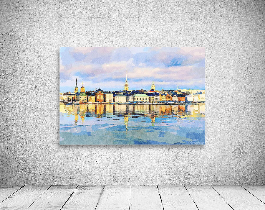 Water color of Gamla Stan in Stockholm Wall Preview