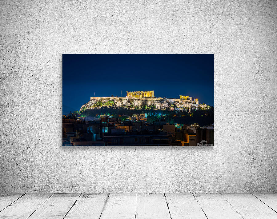 Acropolis hill rises above Athens apartments Wall Preview