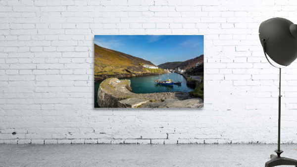 Fishing boats in harbor of Boscastle Cornwall Wall Preview