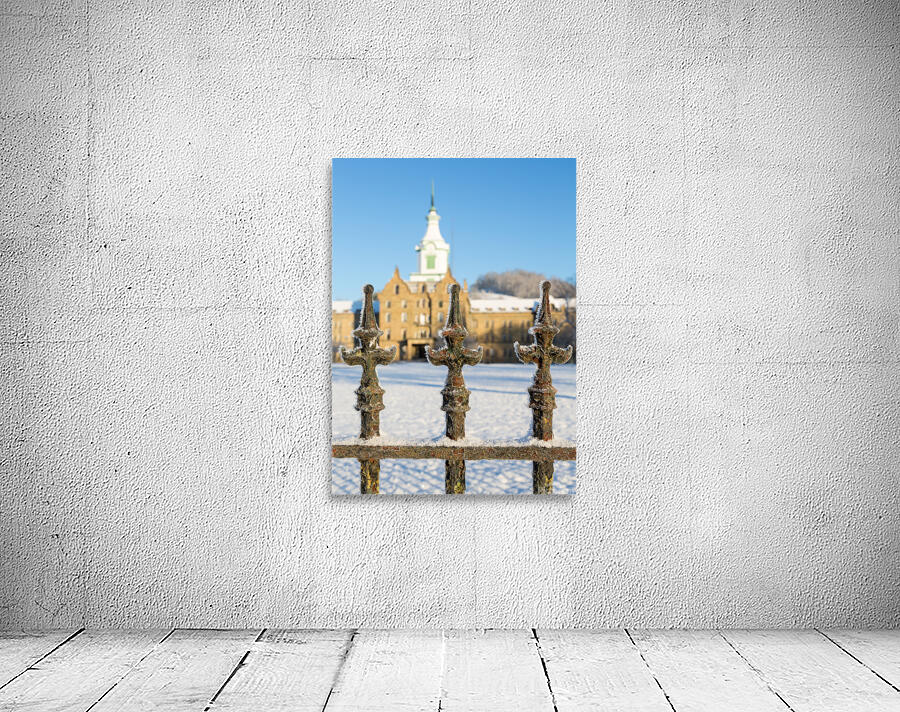 Railings in snow outside Weston Asylum Wall Preview