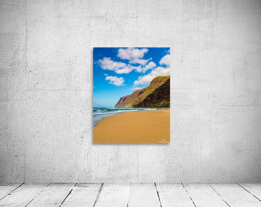 Empty sand and cliffs Polihale beach Wall Preview