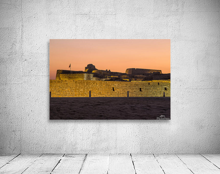 Old Bahrain Fort at Seef at sunset Wall Preview