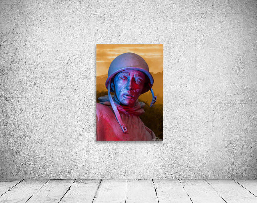 Close up of head of soldier statue in jungle Wall Preview