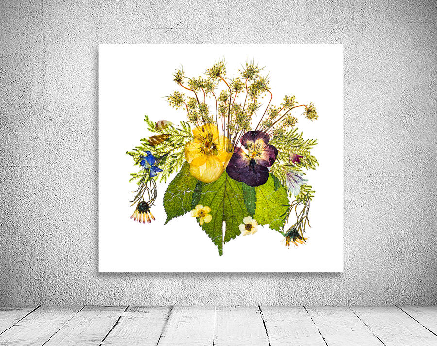 Arrangement of dried pressed flowers Wall Preview