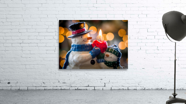 Christmas snowmen candle at xmas Wall Preview