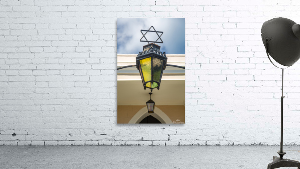 Antique lamp at entrance to synagogue Wall Preview