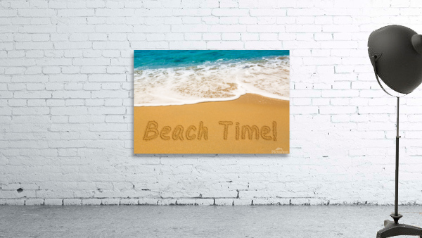 Beach Time written in sand with sea surf Wall Preview
