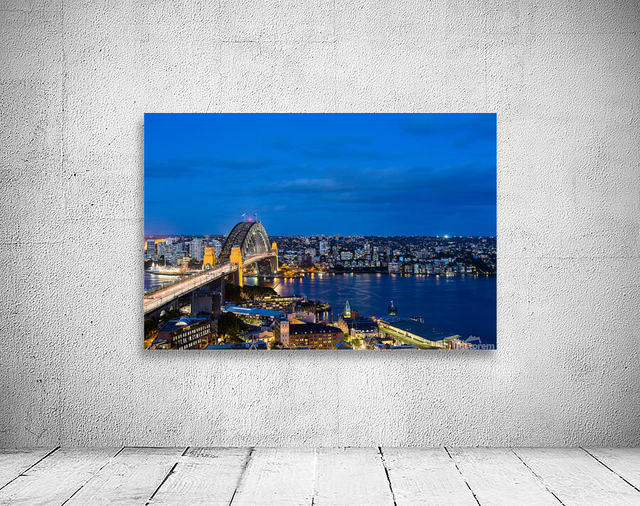 Dramatic panoramic night photo Sydney harbor Wall Preview