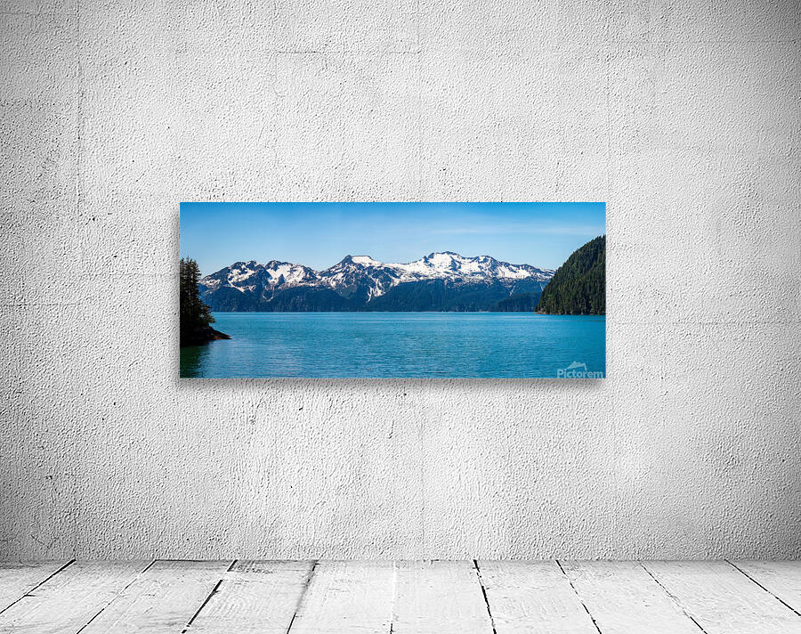 Panorama of mountains by Resurrection bay near Seward in Alaska Wall Preview