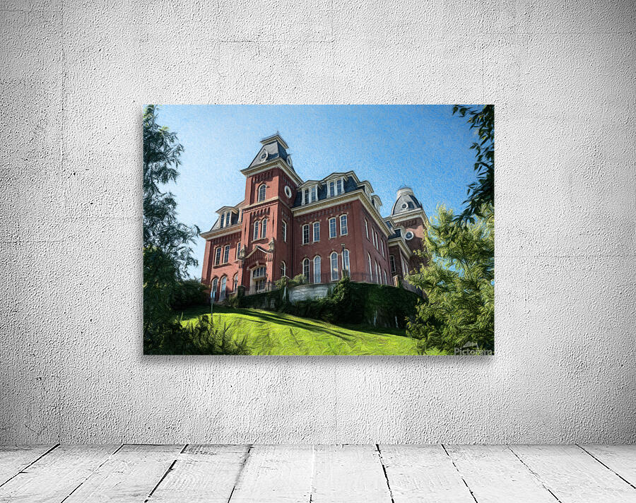 Pencil sketch of Woodburn Hall at WVU in Morgantown Wall Preview