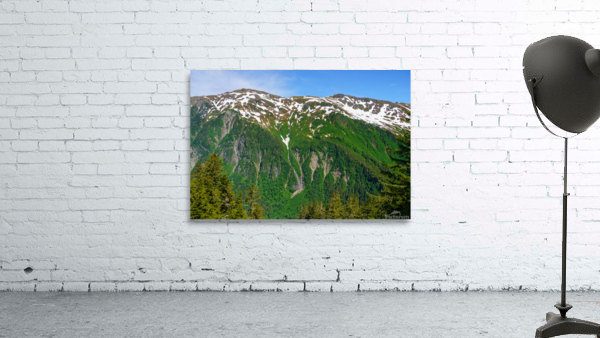 View from Mount Roberts toward Mt Juneau with waterfall in Alask Wall Preview