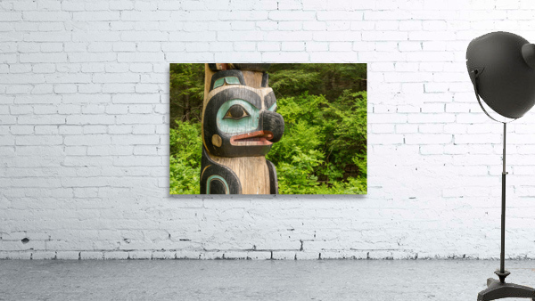 Detail of carved totem pole in the Sitka National Historical Par Wall Preview