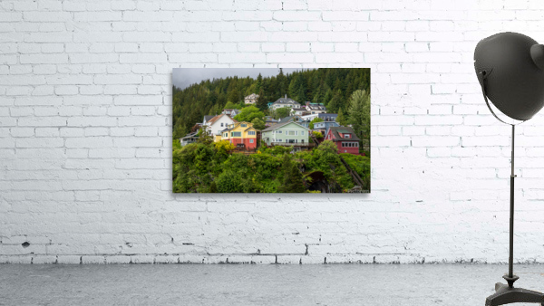 Colorful hillside homes above the town of Ketchikan Alaska Wall Preview