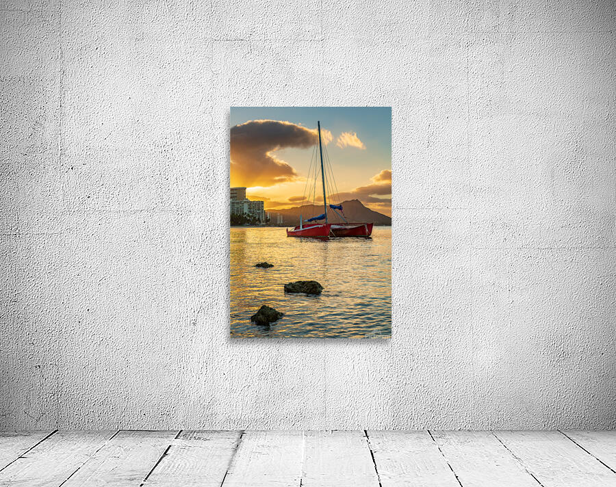 Sunrise over Diamond Head from Waikiki Hawaii Wall Preview