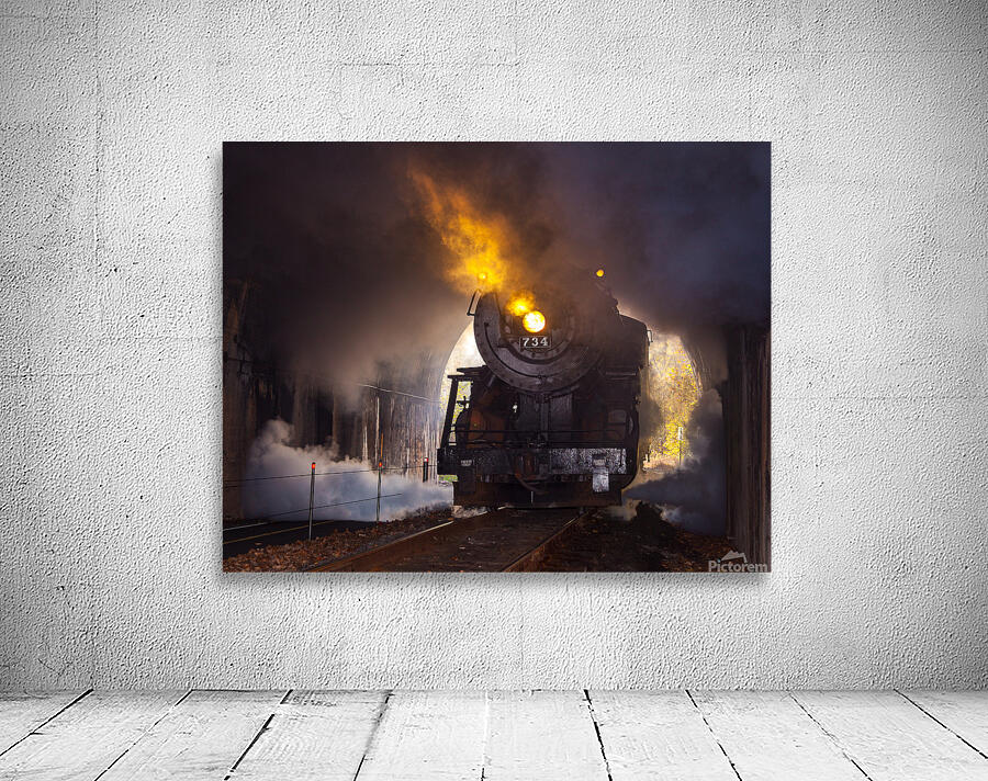 Dramatic 1916 Baldwin Steam locomotive enters tunnel Wall Preview