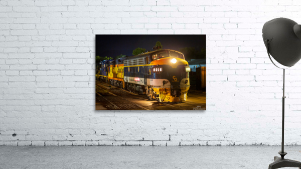 Diesel railroad engine at night Wall Preview