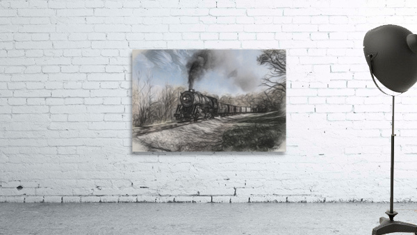 WMRR Steam train in charcoal sketch Wall Preview