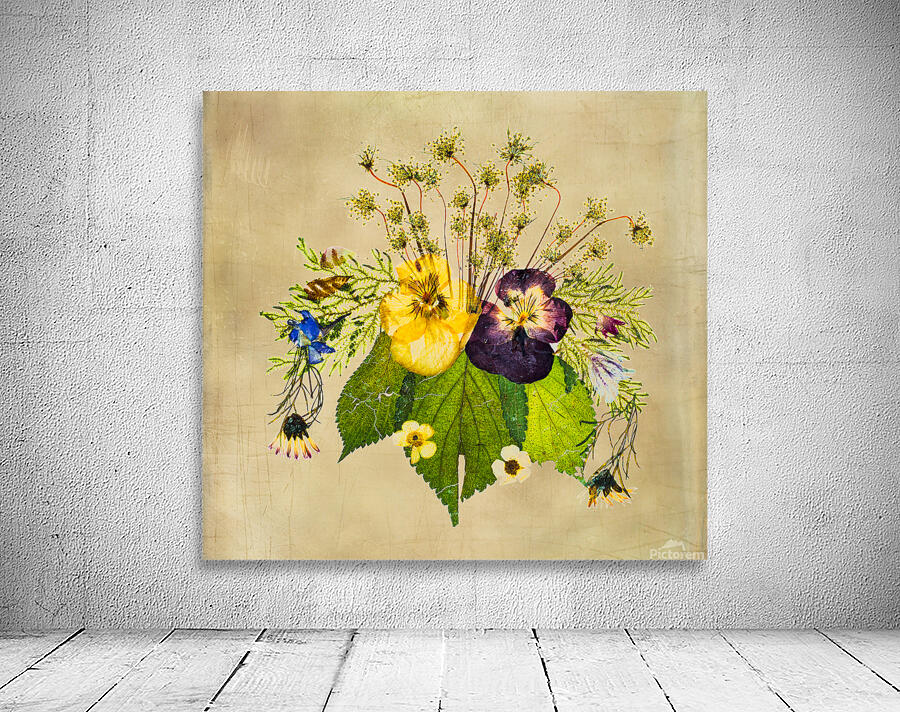 Arrangement of dried pressed flowers Wall Preview