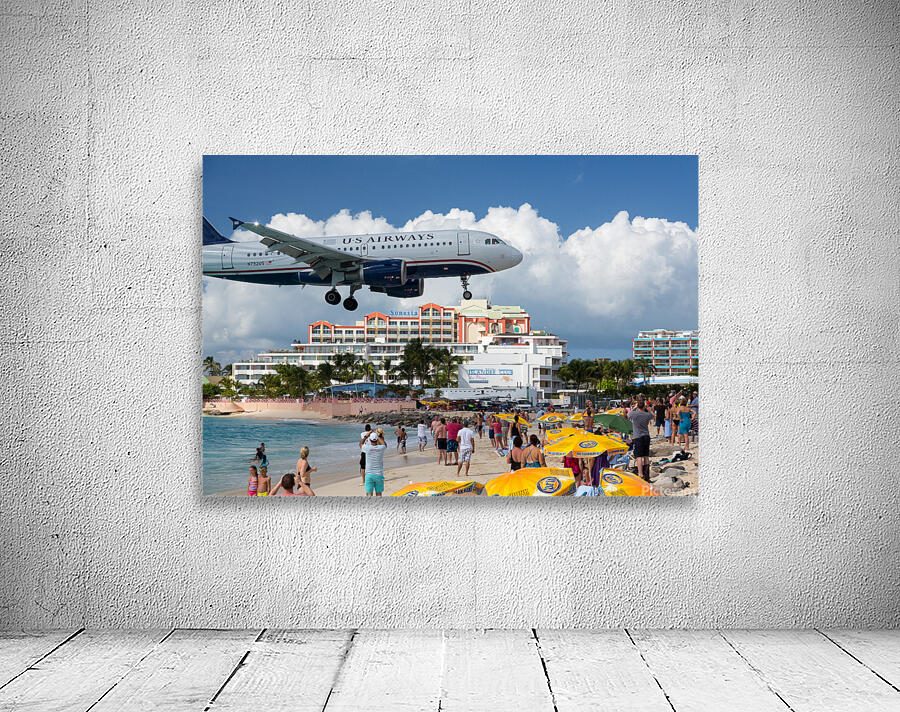 US Airways plane lands at Princess Juliana airport St Martin Wall Preview