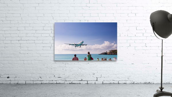 Airplane lands at Princess Juliana airport Wall Preview