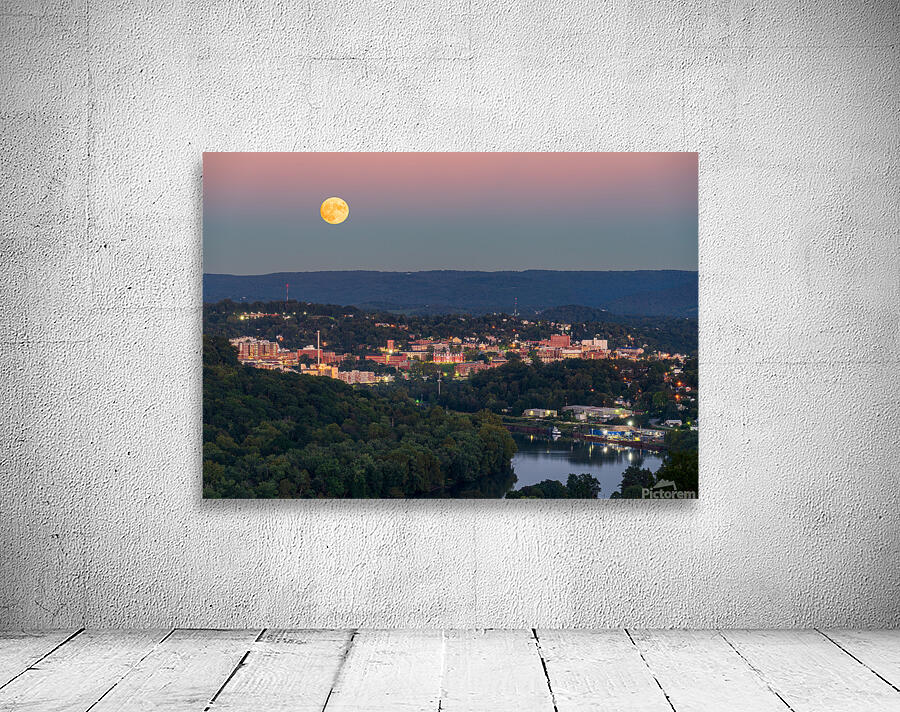 Moon rising above Downtown Morgantown Wall Preview