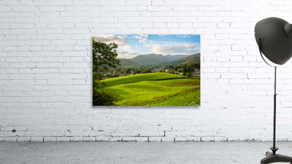 View over fields to Ambleside Lake District Wall Preview