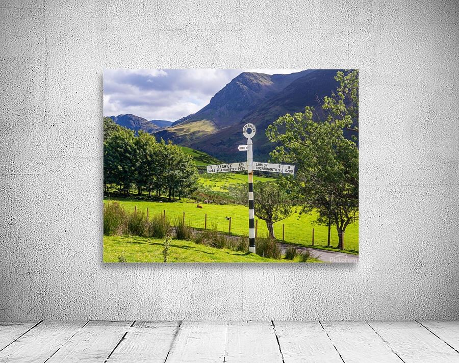 Buttermere road sign in english lake district Wall Preview