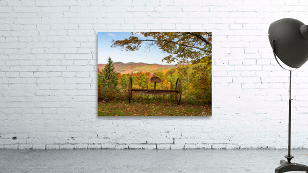 Horse drawn rake by fall colors in Vermont Wall Preview