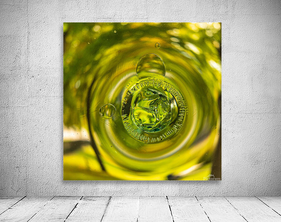 Old crown glass pane reflected warm garden Wall Preview