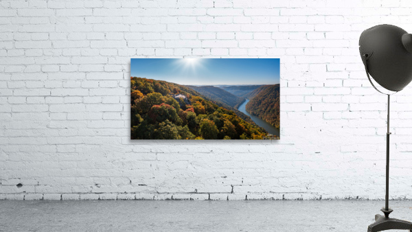  Cheat River panorama in West Virginia with fall colors Wall Preview
