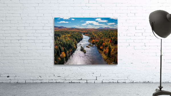 Saranac river flows through multi-colored fall landscape in Adir Wall Preview
