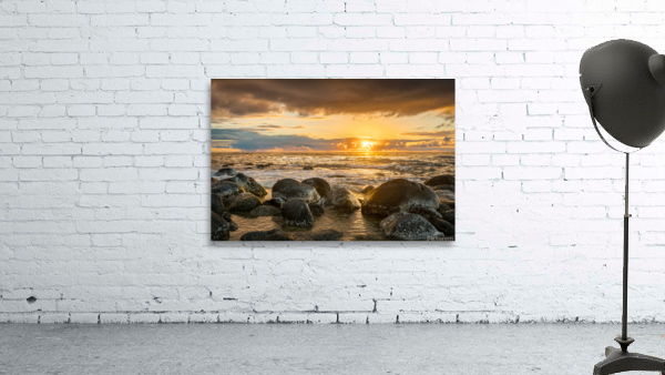 Sunset over rocks from Kee Beach Wall Preview