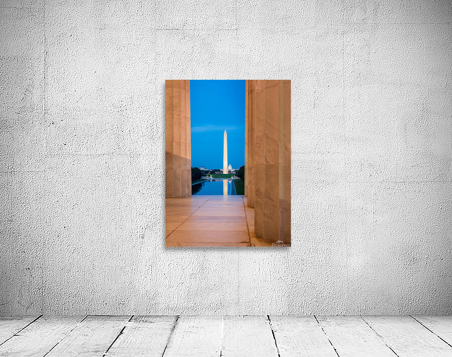 Washington monument reflecting from Jefferson Wall Preview