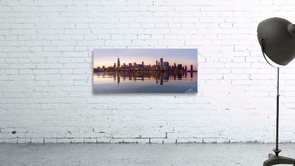 Sunset over city skyline Chicago from Observatory Wall Preview