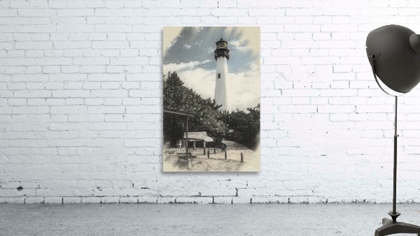Cape Florida lighthouse in colorized charcoal Wall Preview