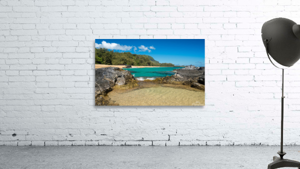 Lumahai Beach Kauai with waves flowing into pool Wall Preview