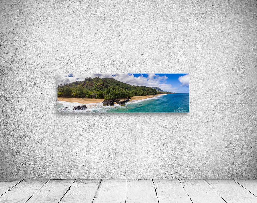 Aerial drone panorama of Lumahai Beach  Wall Preview