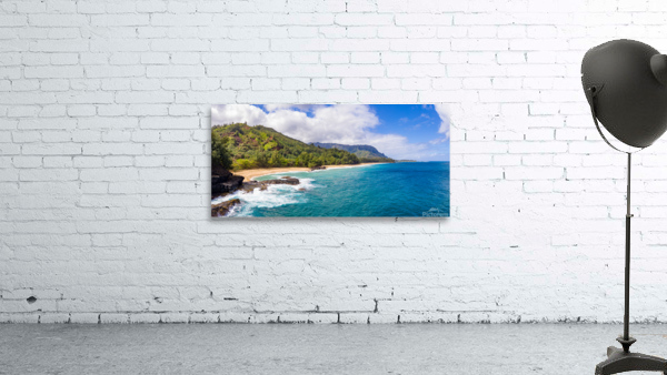 Aerial drone shot of Lumahai Beach  Wall Preview