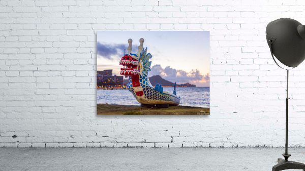 Carved head of dragon canoe Wall Preview