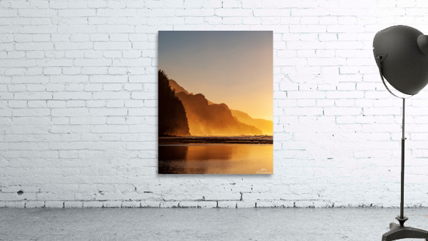 Misty sunset on Na Pali coastline Wall Preview