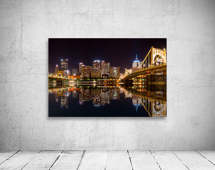City Skyline of Pittsburgh at night Wall Preview