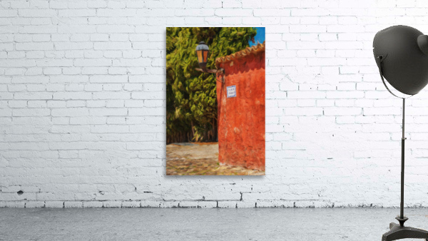 Oil painting of street lantern in Colonia del Sacramento Wall Preview