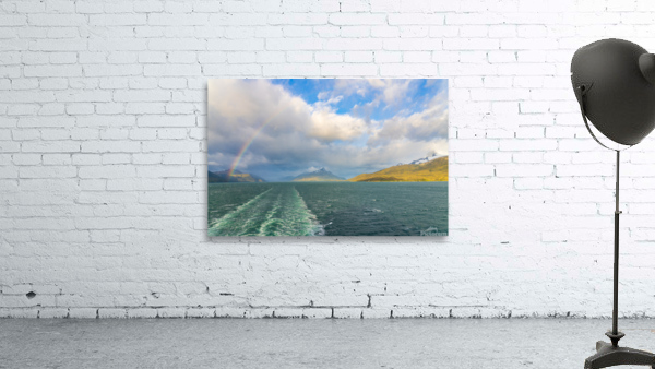 Panorama of Beagle channel with rainbow Wall Preview