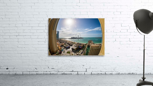 Fisheye view of Dubai observation wheel on Bluewaters Island Wall Preview