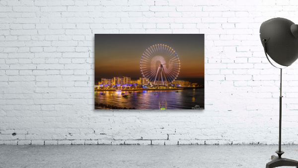 Light show on Ain Dubai observation wheel at sunset Wall Preview
