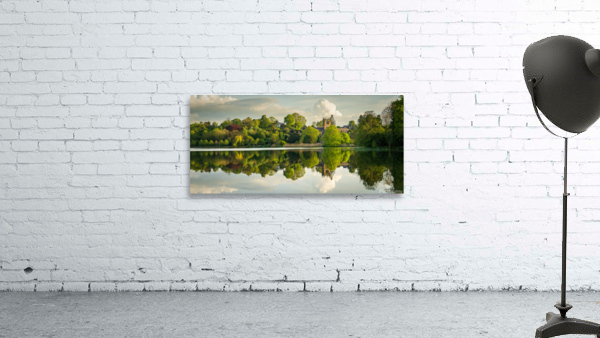 Panorama across the Mere to the town of Ellesmere in Shropshire Wall Preview