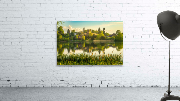 View across the Mere to the town of Ellesmere in Shropshire Wall Preview