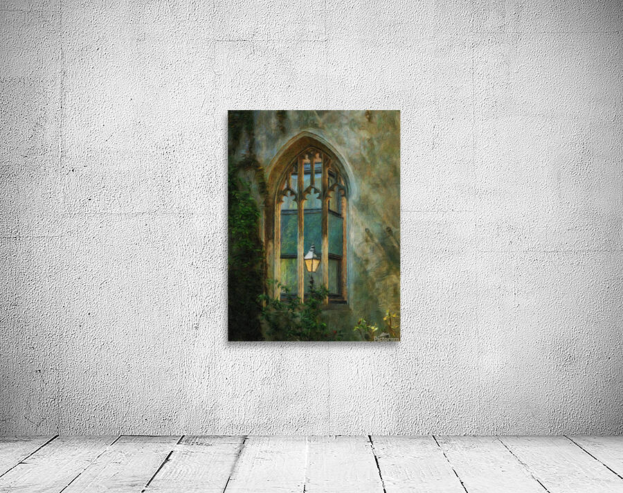 Oil painting of street light seen at St Dunstan church Wall Preview