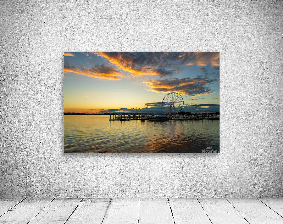 Ferris wheel at National Harbor at sunset Wall Preview